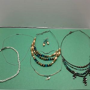 Necklaces, silver tone and multi strand
